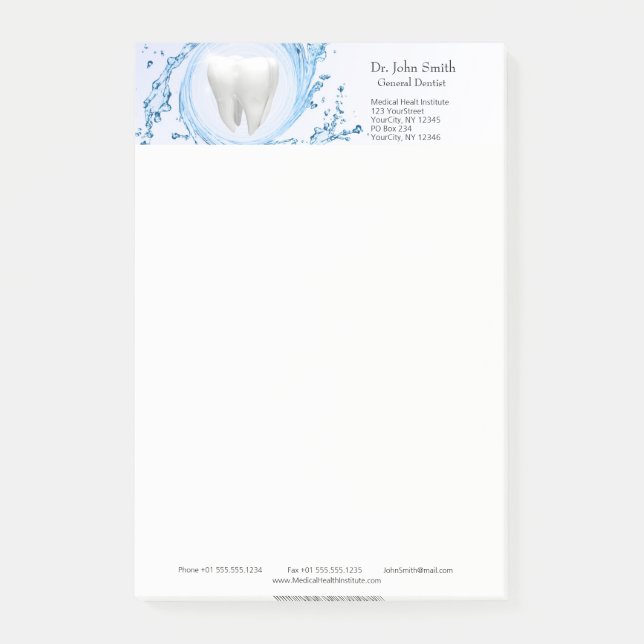 Dentist Dental Tooth Vatten Professionell Post-it Block (Framsida)