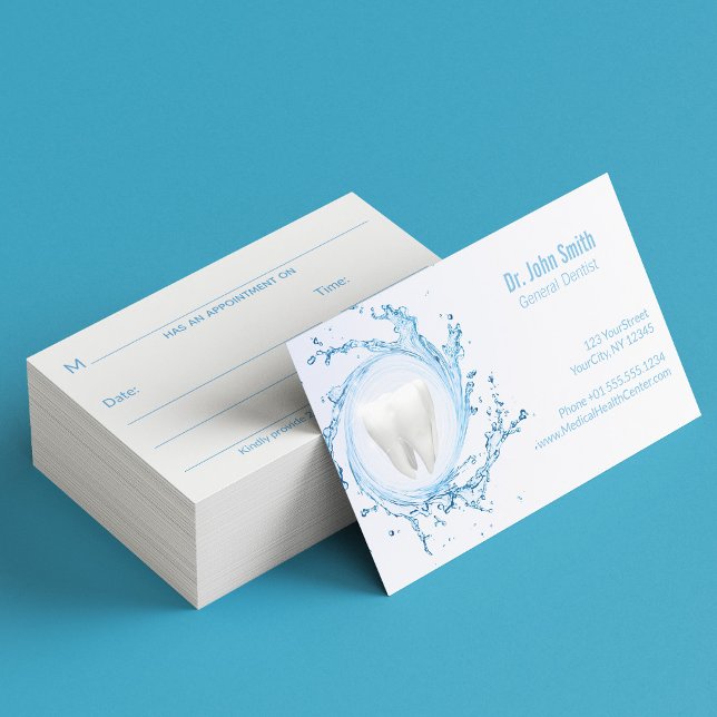 Dentist Dental Tooth Vatten Professionell Tidsbeställning Kort (Skapare uppladdad)