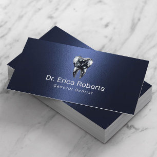 Dentist Diamond Tooth Modern Navy Blue Dental Care Visitkort