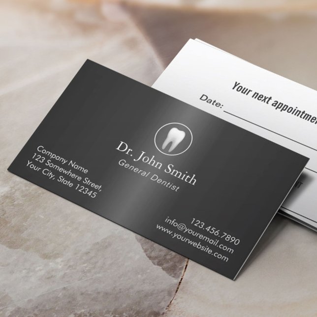 Dentist Elegant Metall Dental Möte Tidsbeställning Kort (Skapare uppladdad)