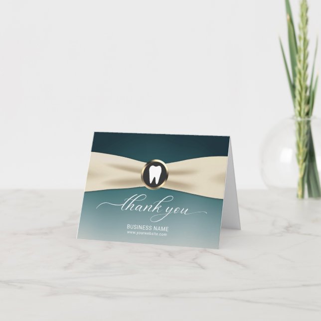 Dentist Elegant Teal Ombre Dental Office Tack Kort (Framsida)