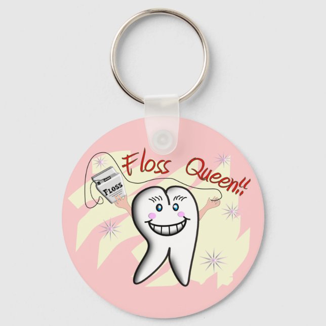 Dentist ’Floss Queen’ T-Shirts and Gifts Nyckelring (Framsida)