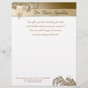 Dentist Flyer Tooth Logotyp Guld Löv Glitter