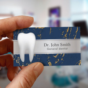 Dentist för Dental Modern Navy Guld Marble Silver Visitkort