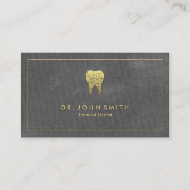 Dentist Grått Canvas Golden Ram & Tooth Tidsbeställning Kort (Framsida)