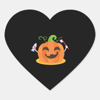 Dentist Halloween Pumpkin Tooth Hjärtformat Klistermärke