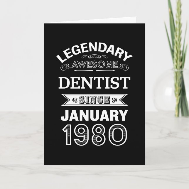 Dentist Januari 1980 40 Birthday Gift Kort (Framsida)