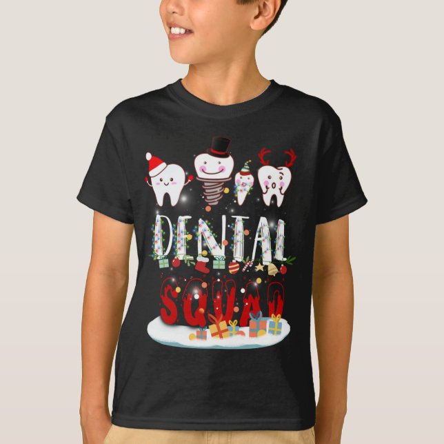 Dentist jul Dental Squad Funny Ljus T Shirt (Framsida)