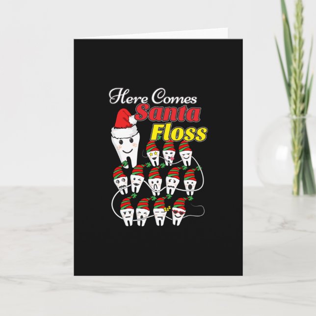 Dentist jul - Santa Floss Julafton Pun Kort (Framsida)