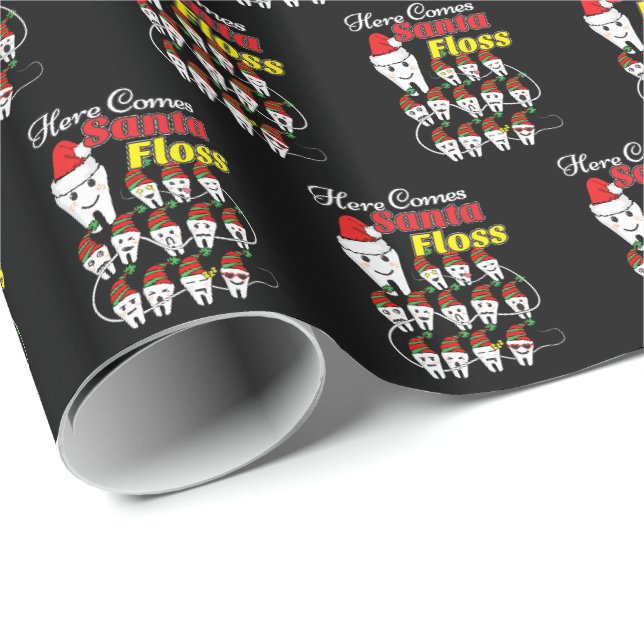 Dentist jul - Santa Floss Julafton Pun Presentpapper (Rullad Hörn)