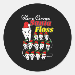 Dentist jul - Santa Floss Julafton Pun Runt Klistermärke