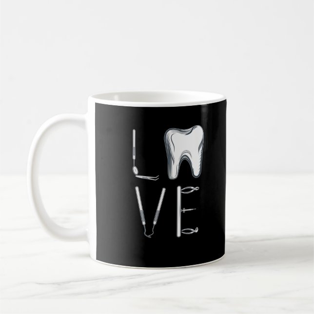 Dentist Kärlek Tandvård Verktyg Kaffemugg (Vänster)