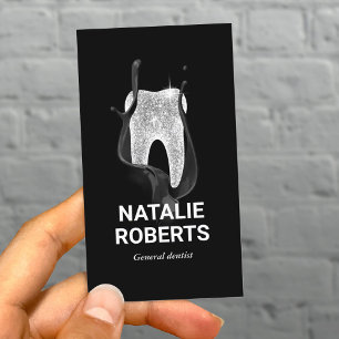 Dentist Kreativ Shiny Tooth Dental Office Black Visitkort