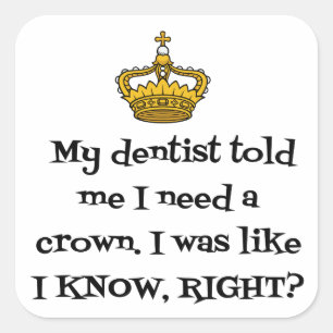 DENTIST KRONA FYRKANTIGT KLISTERMÄRKE