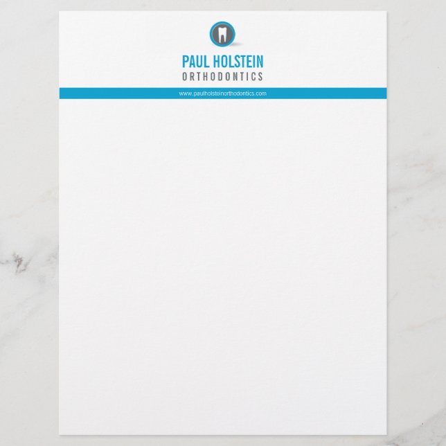 DENTIST LETTERHEAD: modern tandblått logotyp Brevhuvud (Framsida)