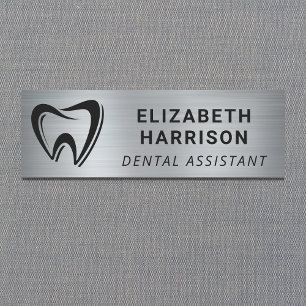 Dentist Logotyp Dental Office Silver Namnbricka