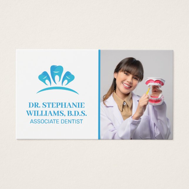 Dentist Logotyp | Leende tandläkare Visitkort (Framsidan)