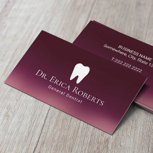Dentist Modern Burgundy Red Ombre Visitkort