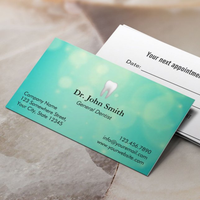 Dentist Modern Grönt Ljus Dental Möte Tidsbeställning Kort (Skapare uppladdad)