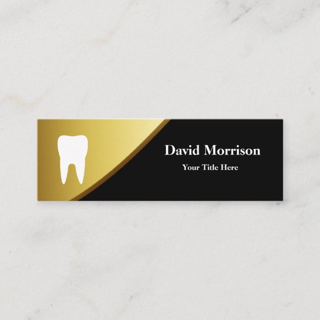 Dentist Modern Guld & Grått Dental Assistant Mini Visitkort (Framsida)