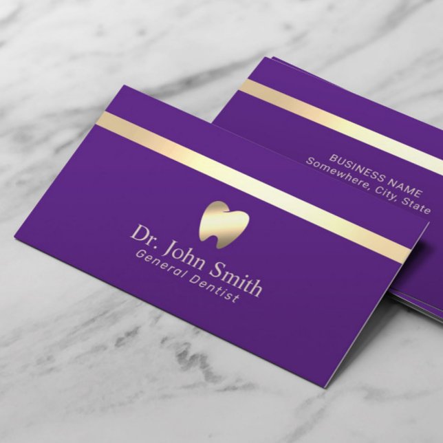Dentist Modern Guld Rand Lila Dental Care Visitkort (Skapare uppladdad)