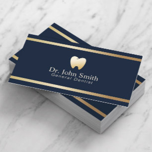Dentist Modern Guld Rand marinens blå tandläkarkon Visitkort
