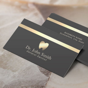 Dentist Modern Guld Rand Mörk Grått Dental Care Visitkort