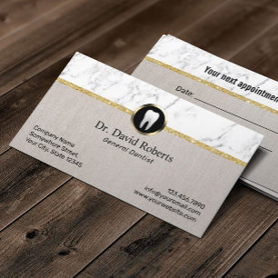 Dentist Modern Marble & Linen Dental Möte Tidsbeställning Kort