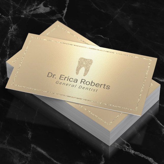 Dentist Modern Metallic Dental Care Guld Visitkort (Skapare uppladdad)