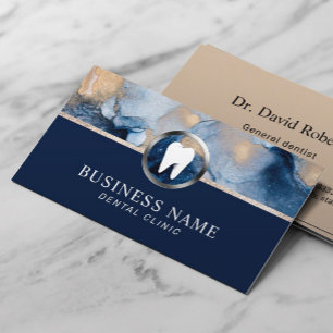 Dentist Modern Navy Blue & Guld Dental Office Visitkort