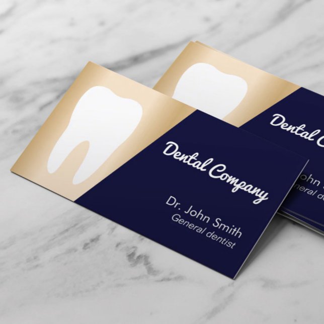 Dentist Modern Navy & Guld Dental Care Tidsbeställning Kort (Skapare uppladdad)