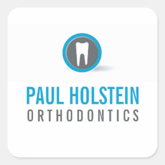 DENTIST - modern professionell-logotyp-grått-blått Fyrkantigt Klistermärke