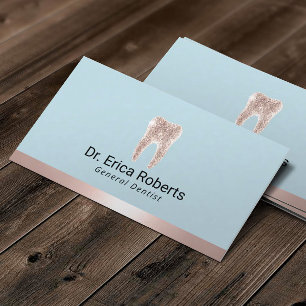 Dentist Modern Ro Guld Gräns Mint Blue Dental Visitkort