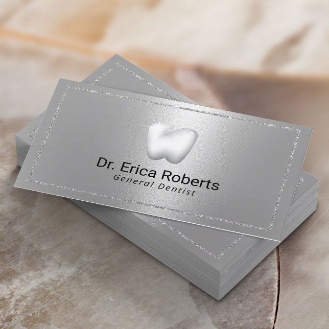 Dentist Modern Silver Hygenist Dental Care Visitkort (Skapare uppladdad)