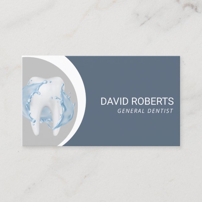Dentist Modern Silver och Dusty Blue Dental Care Visitkort (Framsida)