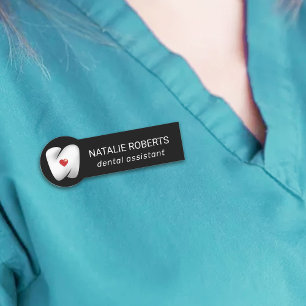Dentist Modern Tooth & Heart Logotyp Dental Office Namnbricka
