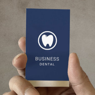 Dentist Modern Tooth Logotyp Navy Guld Dental Offi Tidsbeställning Kort