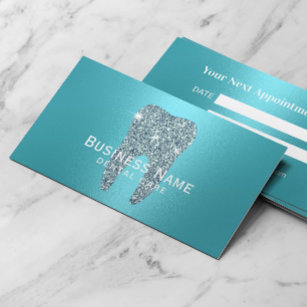 Dentist Modern Turcos Tooth Metallic Dental Tidsbeställning Kort