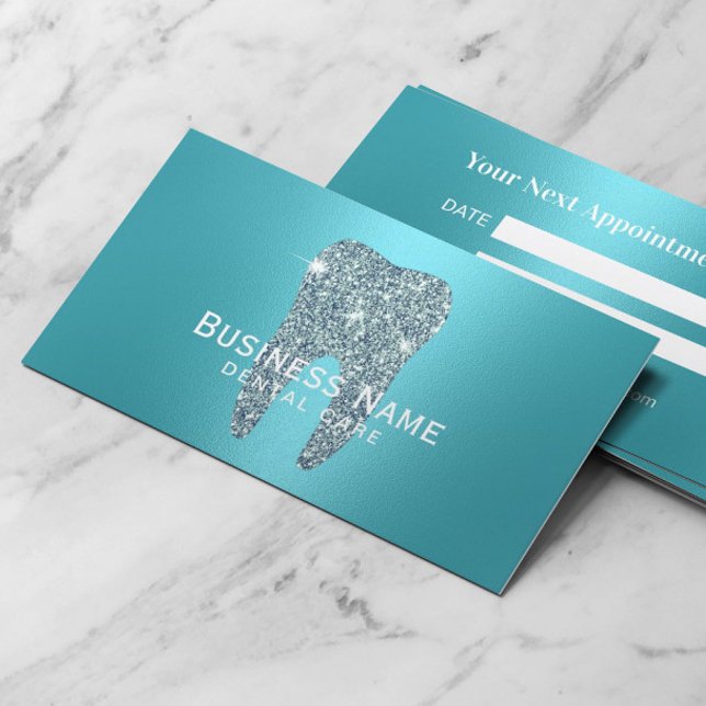 Dentist Modern Turcos Tooth Metallic Dental Tidsbeställning Kort (Skapare uppladdad)