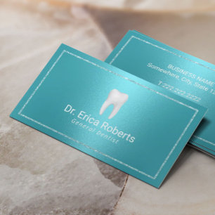 Dentist Modern Turquoise Metallic Dental Office Visitkort