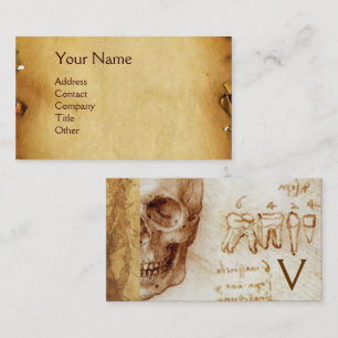 DENTIST MONOGRAM,ANSKT PARCHMENT VISITKORT