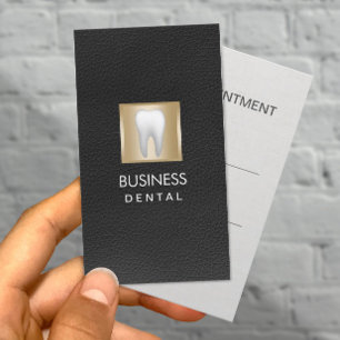 Dentist Möte Elegant Black Leather Dental Tidsbeställning Kort