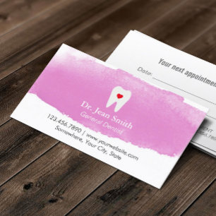 Dentist Möte Toth Heart Watercolor Dental Tidsbeställning Kort