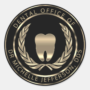 Dentist Office - Black och Guld Runt Klistermärke