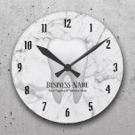 Dentist Office Dental White Tooth Modern Marble Rund Klocka<br><div class="desc">Dentist Office Dental Care Modern White Marble Clocks.</div>