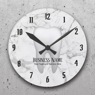 Dentist Office Dental White Tooth Modern Marble Rund Klocka