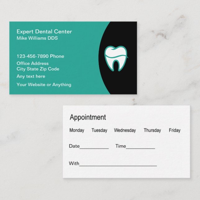 Dentist Office Modern Appointment Cards Visitkort (Fram/baksida)
