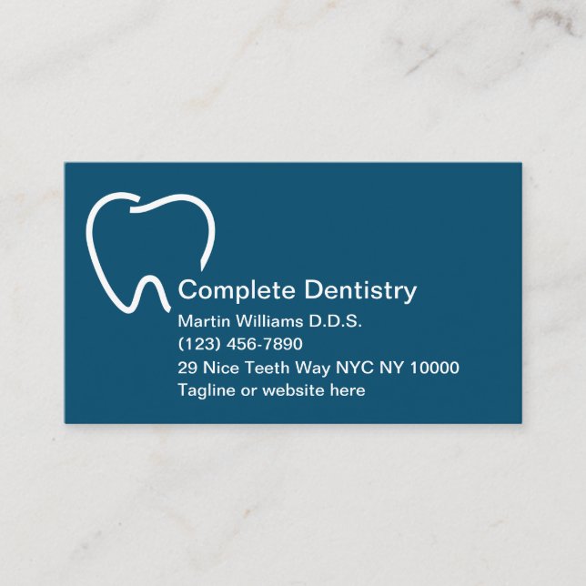 Dentist Office Modern Tooth Symbol Visitkort (Framsida)