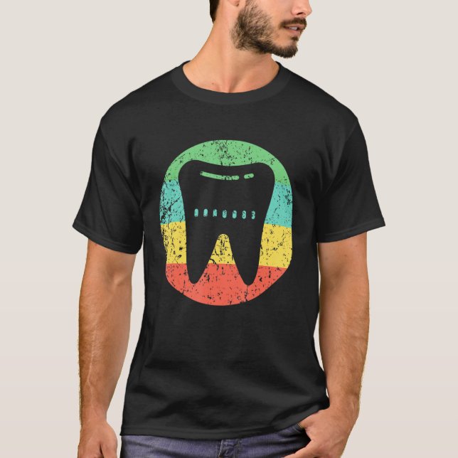 Dentist Orthodontist Vintage Retro Tooth T Shirt (Framsida)