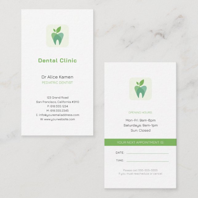 Dentist | Pediatriska dentister Visitkort (Fram/baksida)